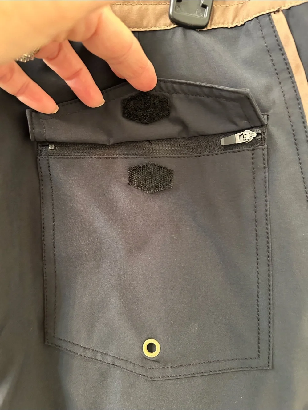 RVCA Black Swim Board Shorts with Tan Waistband